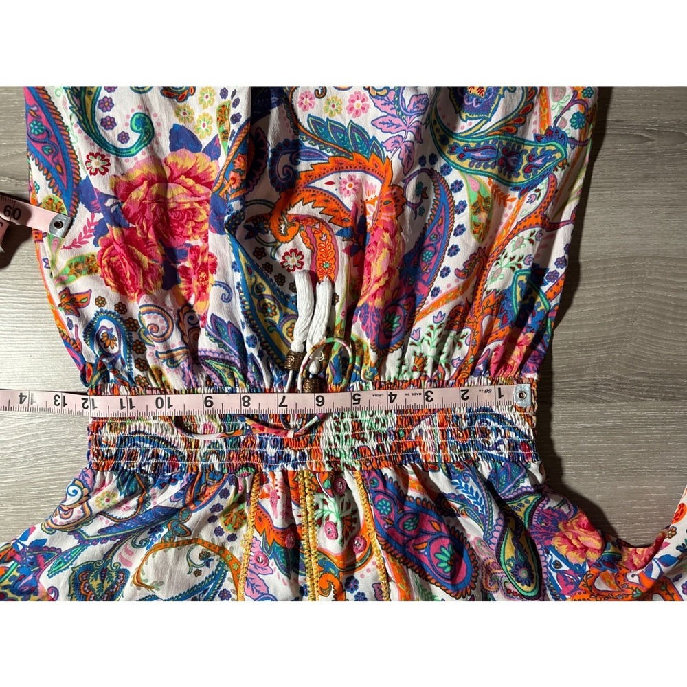 Harlow & Rose Womens S Paisley Floral Smocked Waist Maxi Dress Festival Party - Picture 5 of 5